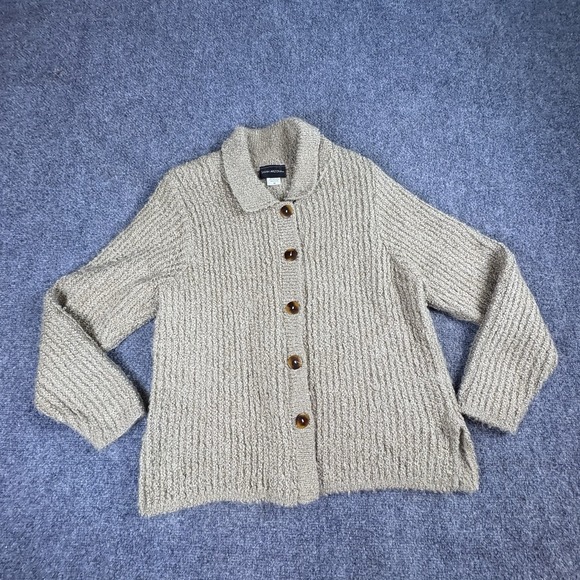 Sweaters - 90s Y2K Sarah Arizona‎ Cardigan Women M Beige USA Soft Textured Cottagecore VTG